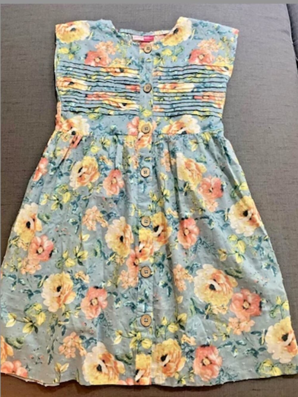Penelope Mack Girls Dress Blue Hawaiian Button Up Sleeveless SZ 6